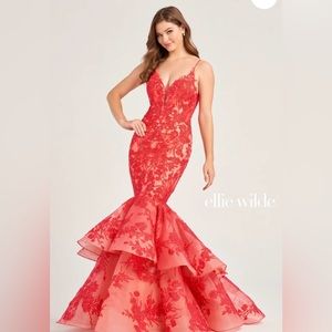 Ellie Wilde Long Lace Mermaid Prom Dress EW35038 × 1